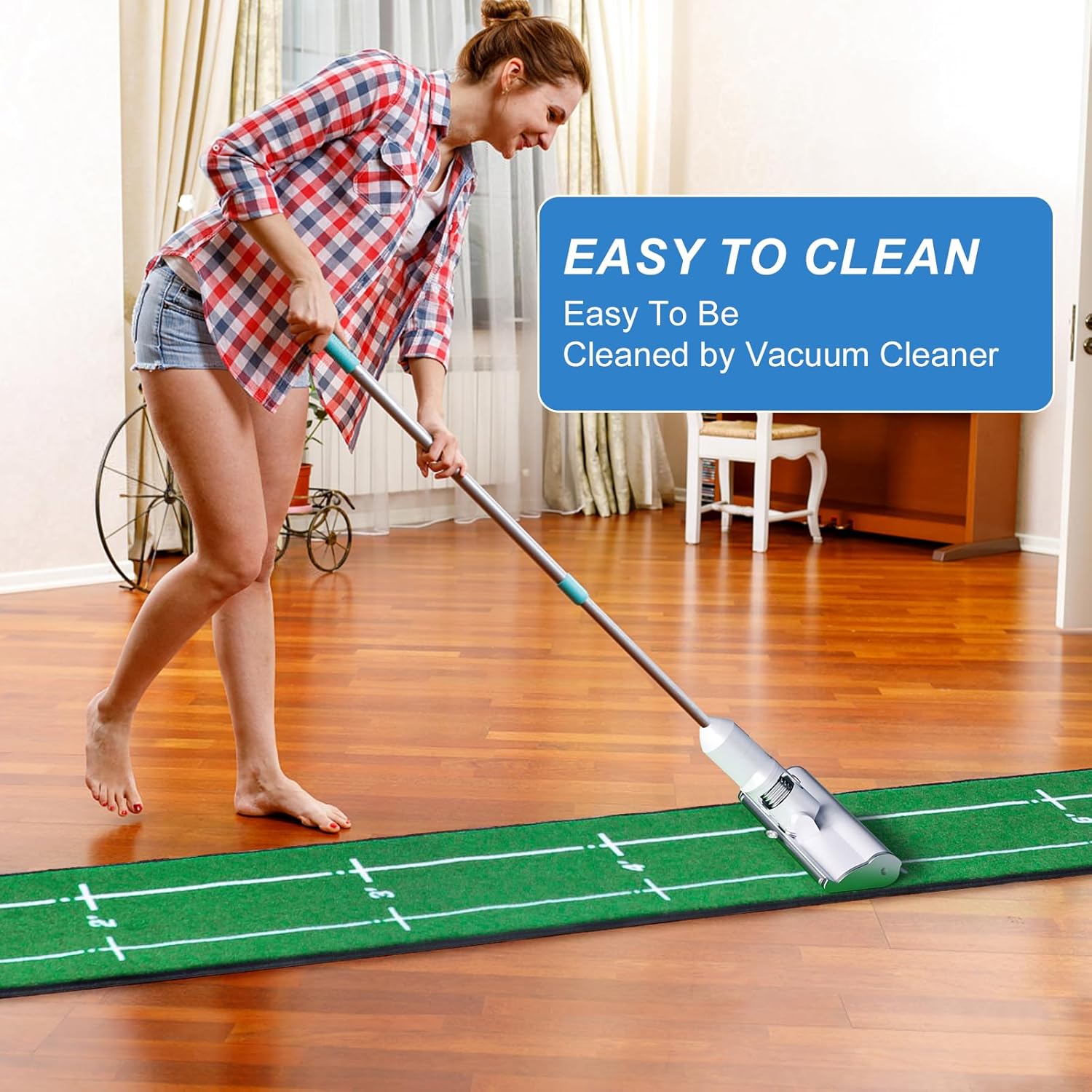 Golf Putting Mat Indoor & Outdoor Professional Practice Putting Green Mat with Distance Marker Anti Slip Backing Golf Accessories Portable Training Matt